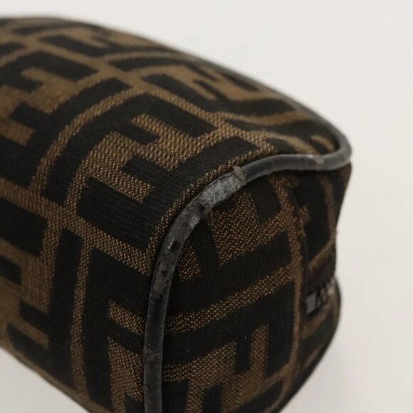 FENDI Zucca Canvas Pouch Brown Black Silver Auth - Picture 14 of 16